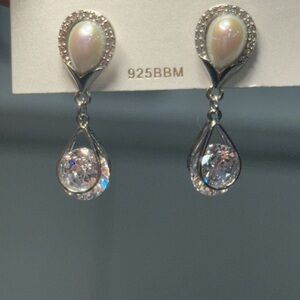 Elegant Silver and Pearl Drop Earrings